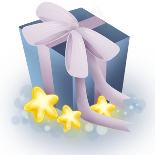 蓝色礼物盒和星星,免抠元素