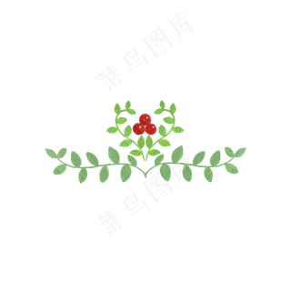 对称叶子小红果PNG