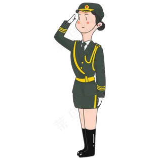 建军节党建军人女兵军礼可爱卡通
