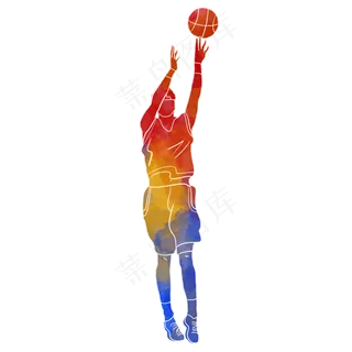 水彩运动篮球运动员