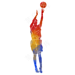 水彩运动篮球运动员