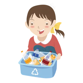 矢量手绘捡垃圾的女孩