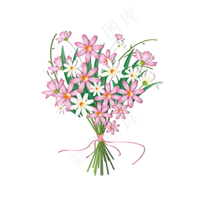矢量手绘卡通花束,免抠元素