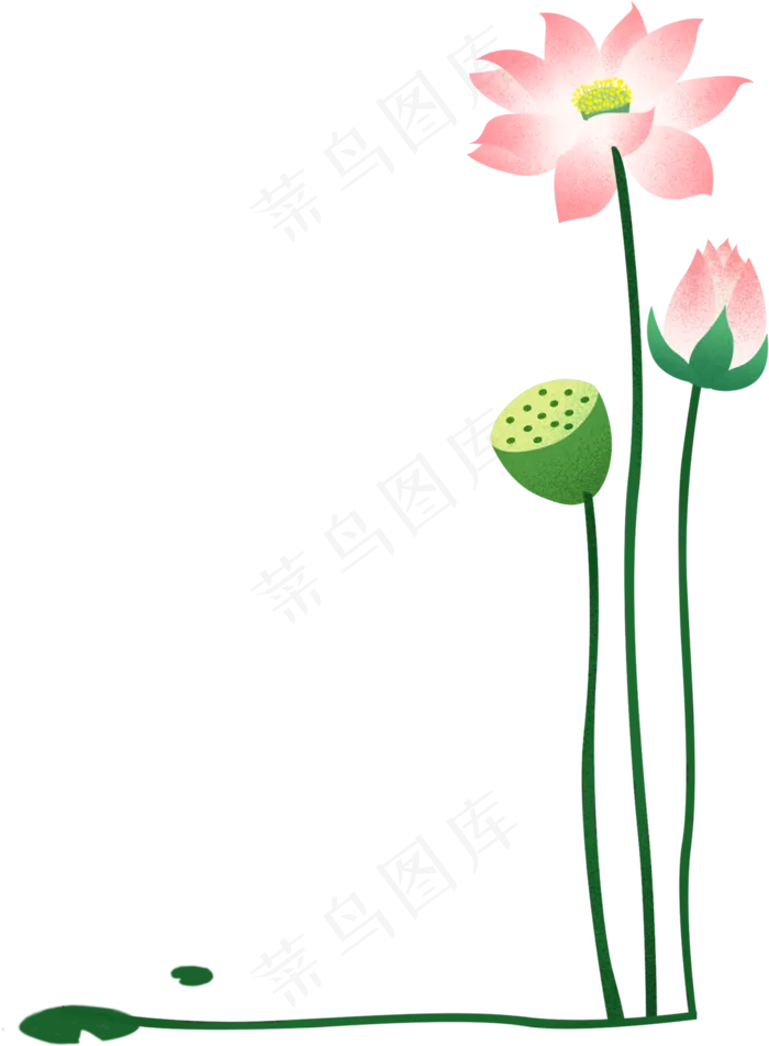 荷花边框手绘免扣(1087X1479(DPI:300))psd模版下载