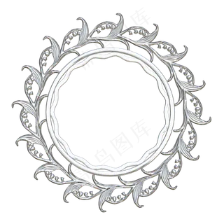 圆形花型银色边框