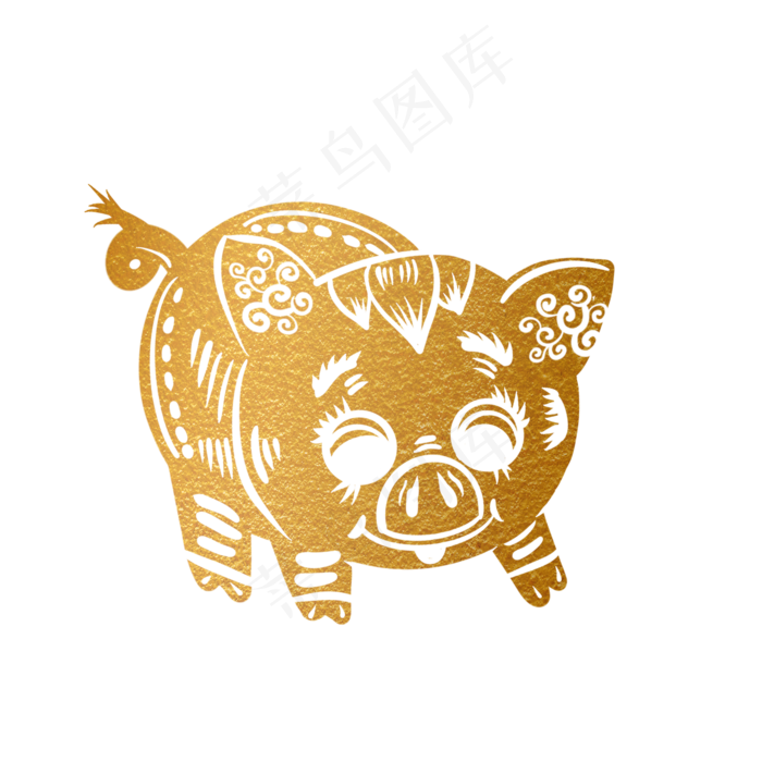 2019新年手绘卡通剪纸猪,免抠元素(2048X2048(DPI:132))psd模版下载