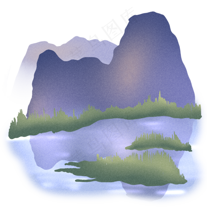 紫色山峦与倒影的河流(2480X2480(DPI:299))psd模版下载
