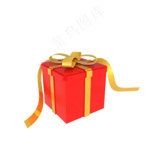 C4D立体红色礼物盒礼品盒,免抠元素