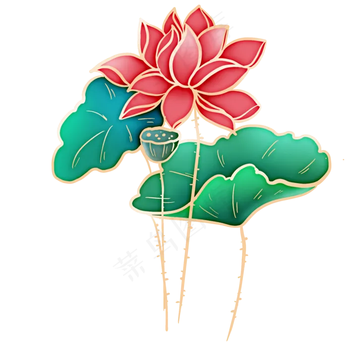 立体金线彩色荷花(2048X2048(DPI:132))psd模版下载