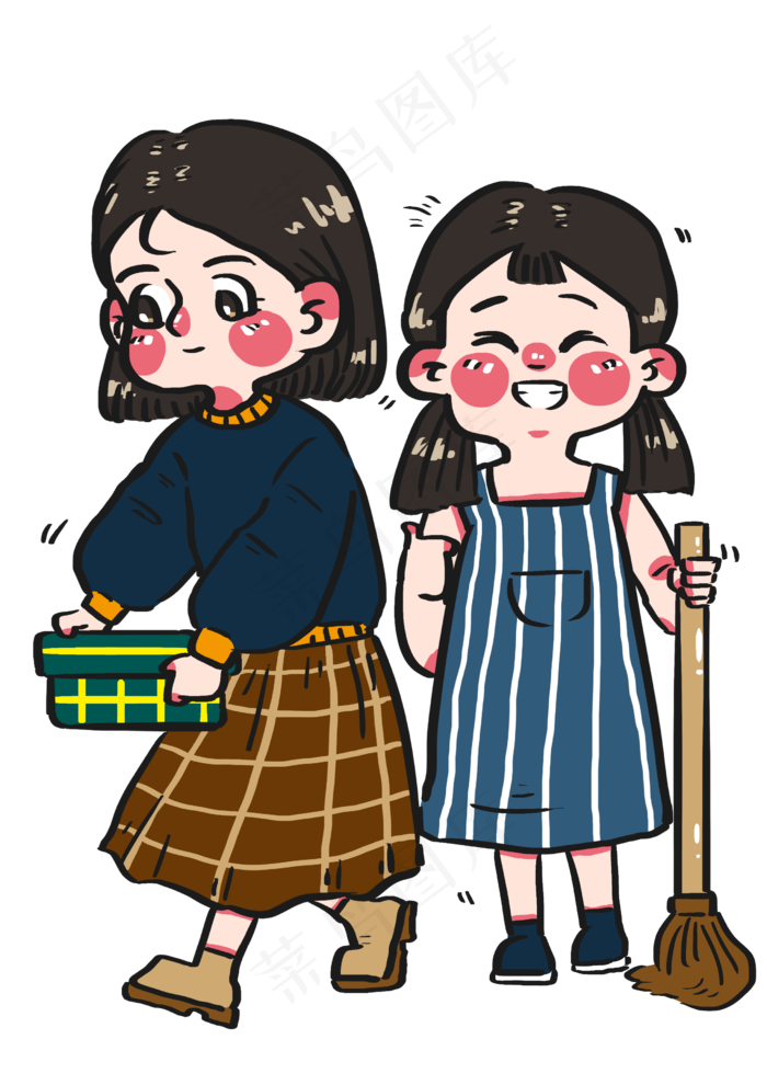 小姐妹们一起打扫家庭卫生啦(2480X3508(DPI:300))psd模版下载