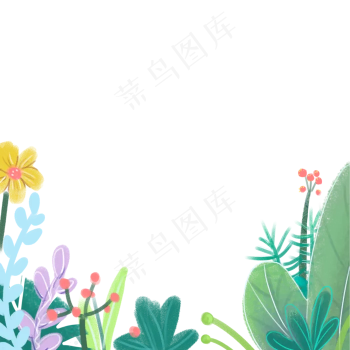 清新植物花草卡通png素材,免抠元素(2000X2000(DPI:150))psd模版下载