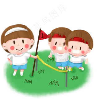 运动会的学生卡通手绘素材免费下,免抠元素