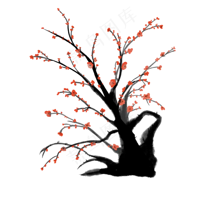 古风梅花树木(3000X3000(DPI:299))psd模版下载