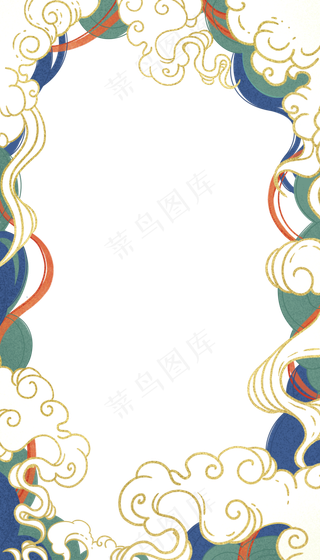 国潮祥云边框,免抠元素