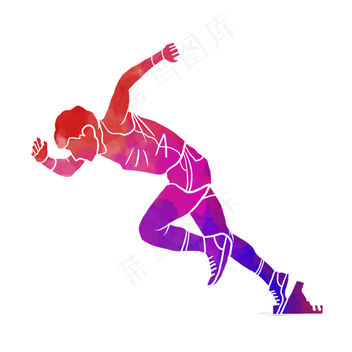水彩运动田径运动员(2000X2000(DPI:300))psd模版下载