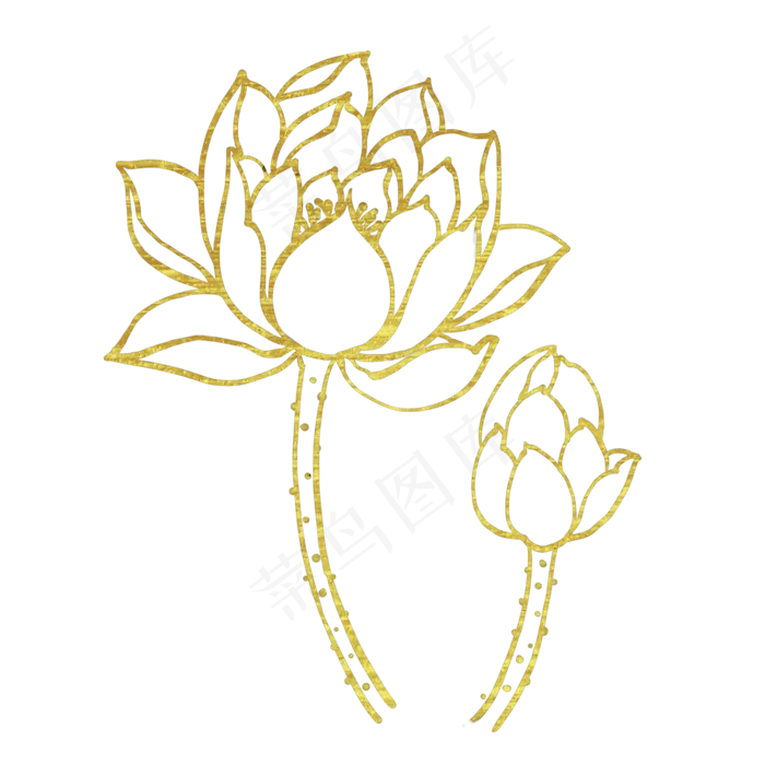 烫金线描荷花(2000X2000(DPI:300))psd模版下载