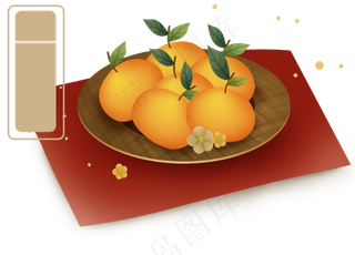 农历新年一盘福橘,免抠元素