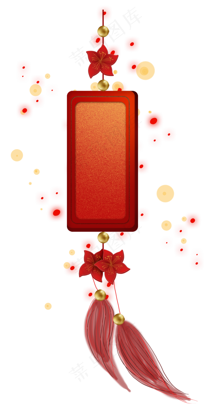 元宵节农历新年梅花挂牌文字框,免抠元素