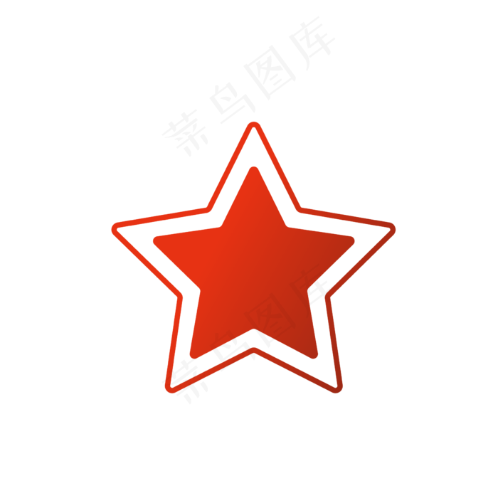 红白单色手绘五角星装饰,免抠元素