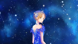 蓝色唯美卡通治愈小清新十二星座天蝎座配图