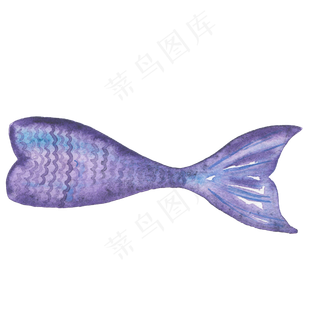 卡通水彩美人鱼鱼鳍