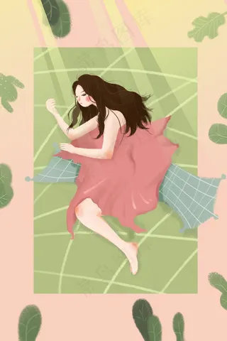 春困女孩睡觉阳光温暖困意