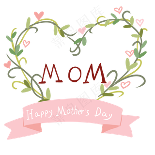 母亲节粉红色藤蔓爱心标题框