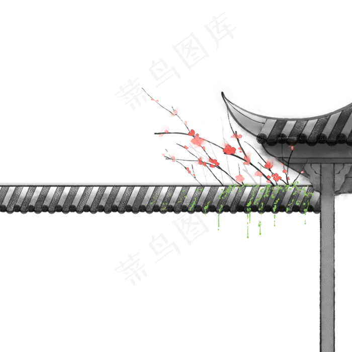 古风水墨场景屋檐(2000X2000(DPI:300))psd模版下载