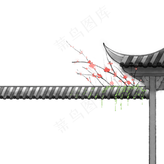 古风水墨场景屋檐