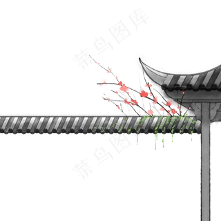 古风水墨场景屋檐 古风水墨场景屋檐