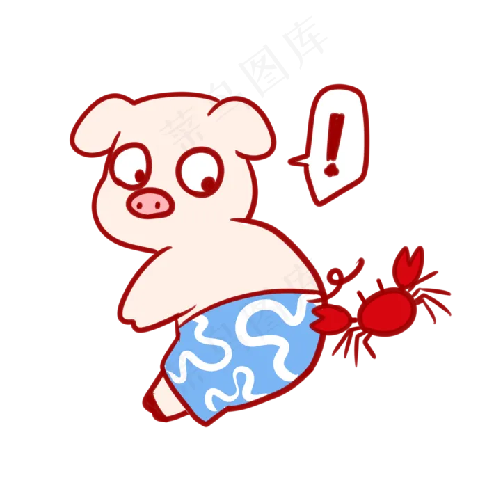 被螃蟹夹屁股的小猪(2100X2100(DPI:300))psd模版下载