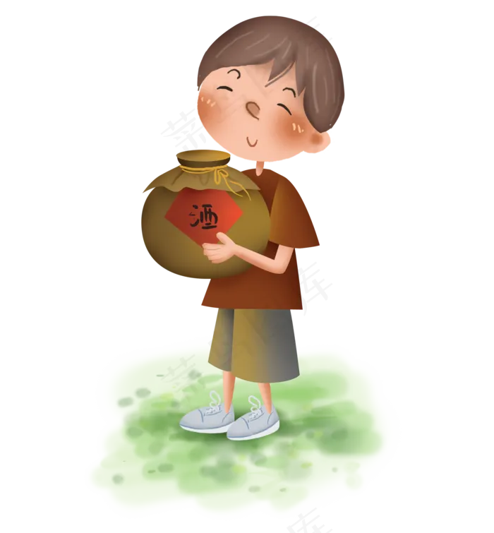 端午节抱酒坛的人(2000X2158(DPI:299))psd模版下载