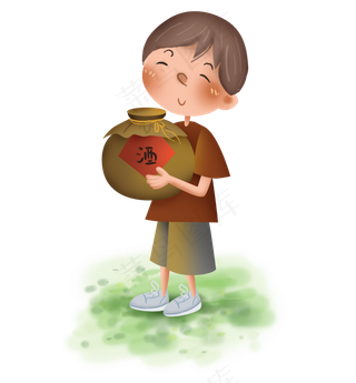 端午节抱酒坛的人