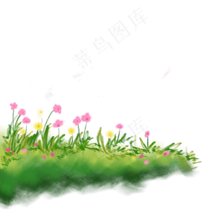 手绘小清新水彩草地