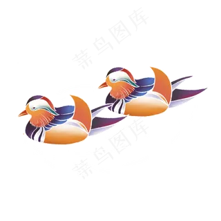 七夕情人节国潮风鸳鸯