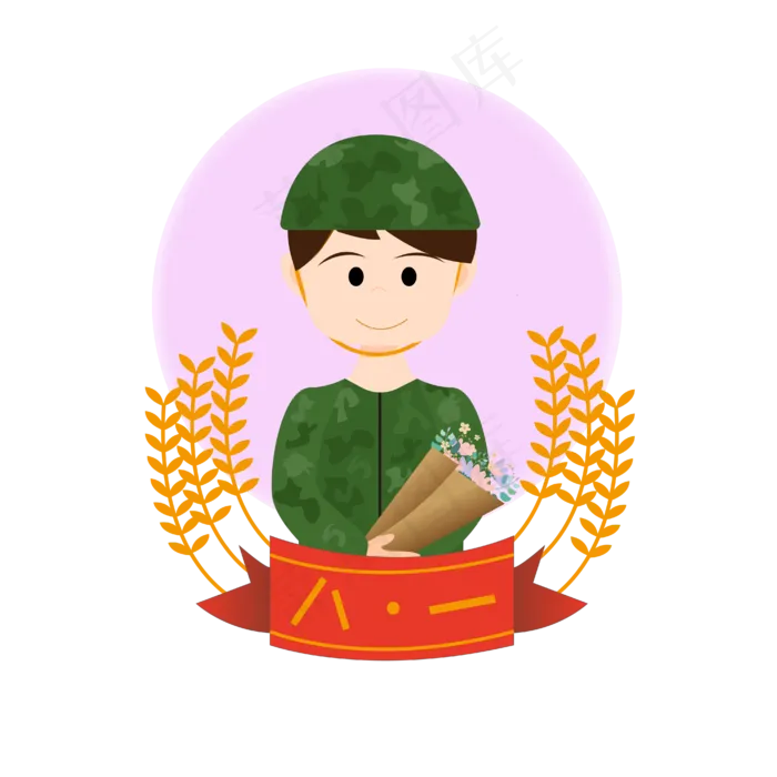八一建军节建党节卡通军人素材(2000X2000(DPI:200))ai矢量模版下载