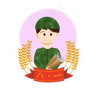 八一建军节建党节卡通军人素材