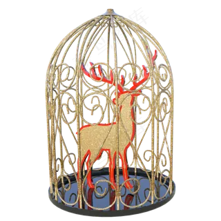 金丝笼梅花鹿,免抠元素