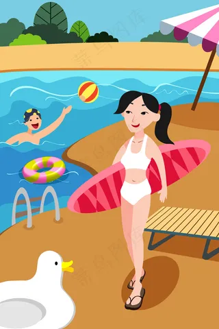 扁平风立夏游泳配图