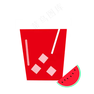 水彩红色创意西瓜汁免抠图