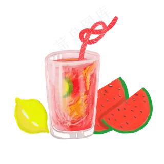 清新的西瓜冷饮,免抠元素