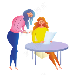 扁平商务噪点人物汇报,免抠元素