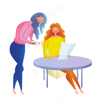 扁平商务噪点人物汇报,免抠元素