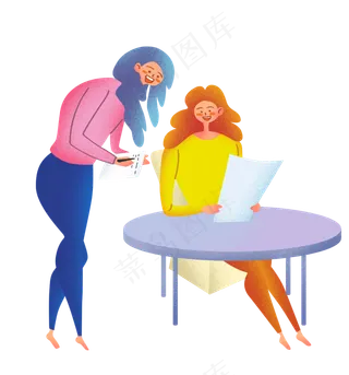 扁平商务噪点人物汇报,免抠元素