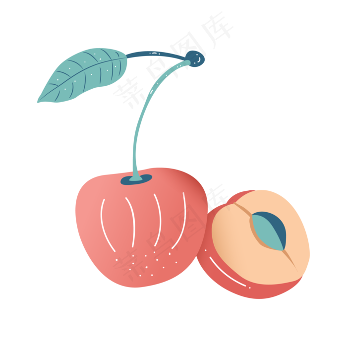 手绘矢量水果车厘子