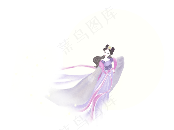 中秋节嫦娥奔月主题古风插画中秋,免抠元素