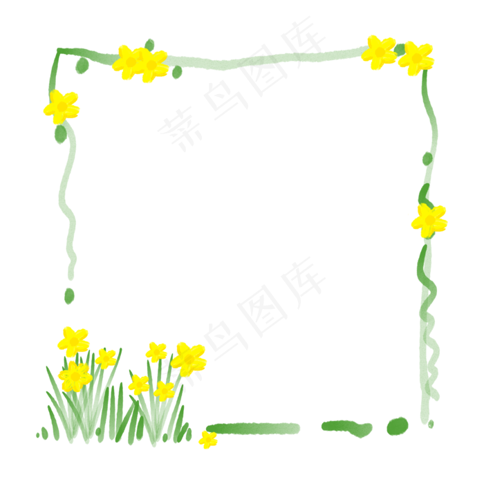小黄花绿色边框装饰