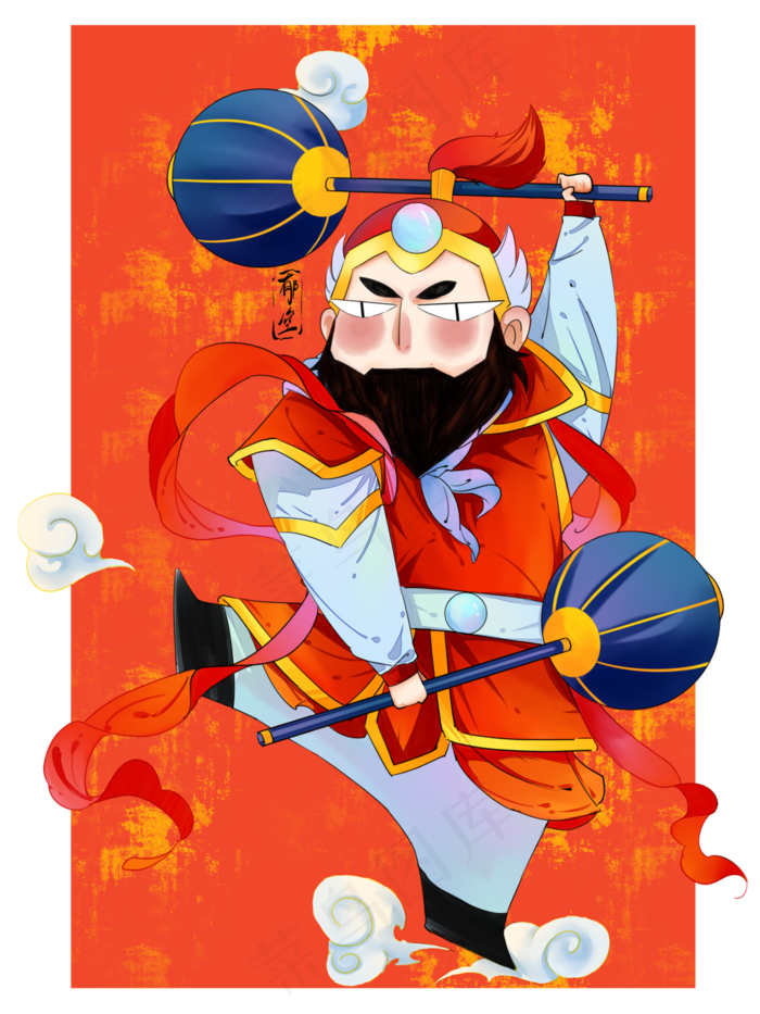 年画人物门神郁垒手绘,免抠元素