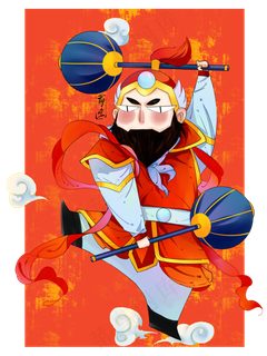 年画人物门神郁垒手绘,免抠元素