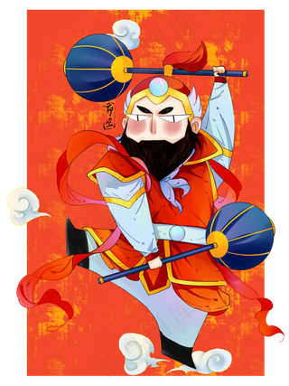 年画人物门神郁垒手绘,免抠元素